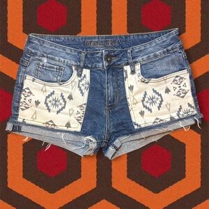 Bullhead Denim Co. PACSUN Vintage 2010s Aztec Print Denim Short Shorts — Size 5